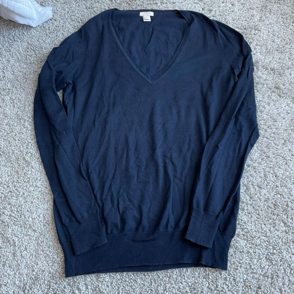 EUC J.Crew Factory cotton navy sweater small